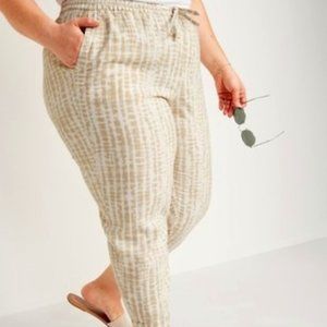 High-Waisted Tie-Dye Linen-Blend Cropped Pants